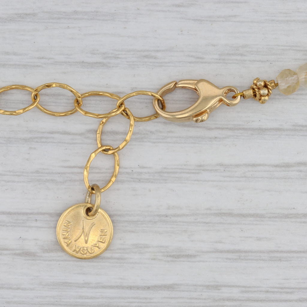 Gray New Nina Nguyen Harmony Necklace Citrine Bead Long Layer Sterling Gold Vermeil
