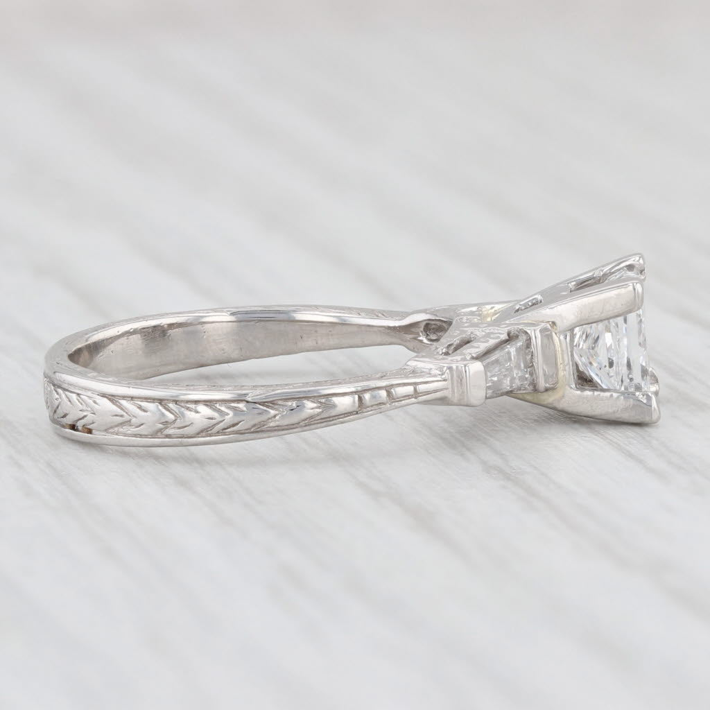 Light Gray 1.14ctw Princess Diamond Engagement Ring 950 Platinum Size 5.75 EGL USA