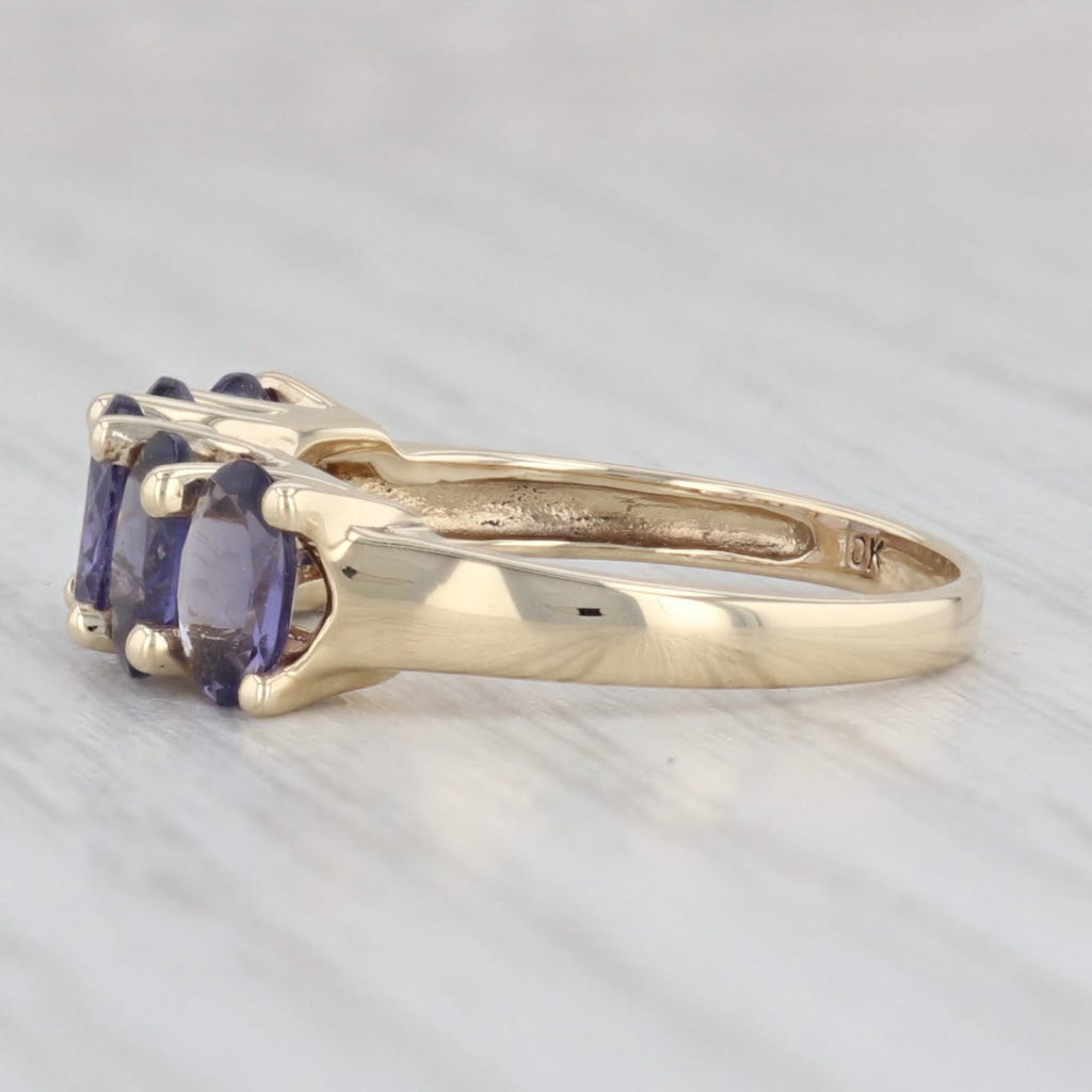 Light Gray 1.90ctw Iolite Ring 10k Yellow Gold Size 6.25 Stackable Tiered 5-Stone