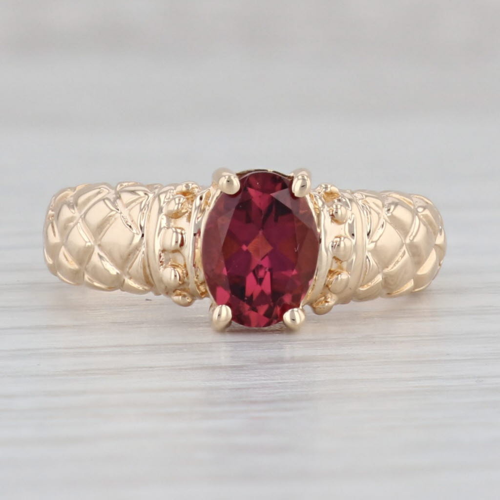 Gray 1.256ct Rubellite Tourmaline Oval Solitaire Ring 14k Yellow Gold Size 8