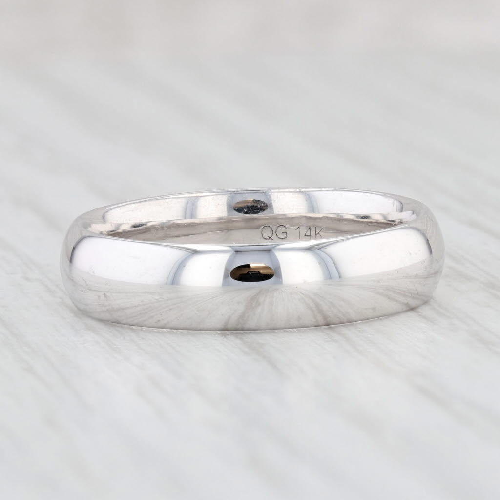 Light Gray Classic Comfort Fit Wedding Band 14k White Gold Size 8.75 Ring