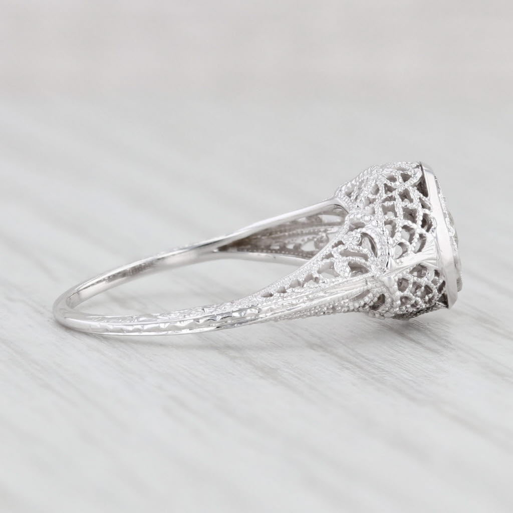 Light Gray 0.25ctw Diamond Solitaire Engagement Ring 14k Gold Antique Style Filigree Size 7
