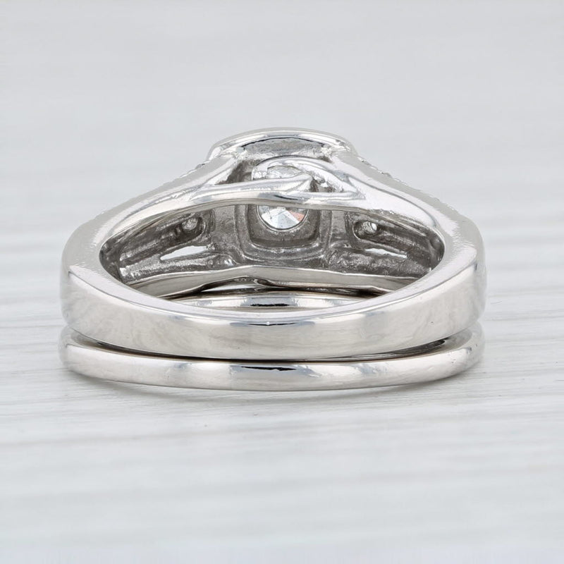 Light Gray 0.83ctw Diamond Halo Engagement Ring Wedding Band 950 Palladium Size 4.5