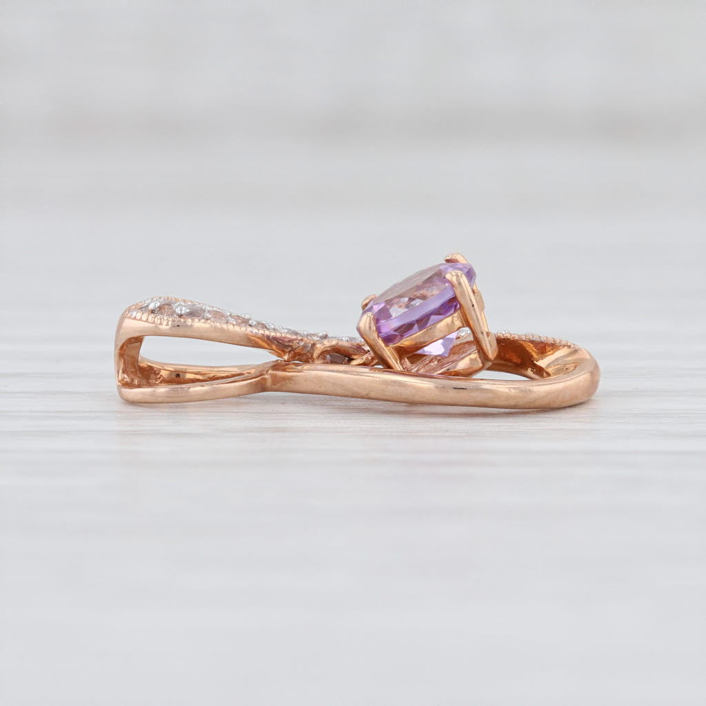 Light Gray New Floating Amethyst White Sapphire Figure 8 Pendant 14k Rose Gold