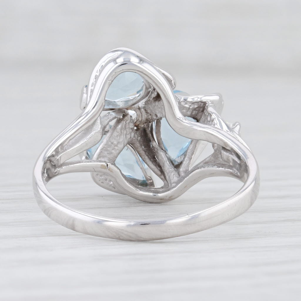Light Gray 2.41ctw Aquamarine Diamond Cluster Ring 14k White Gold Size 9.75 Cocktail