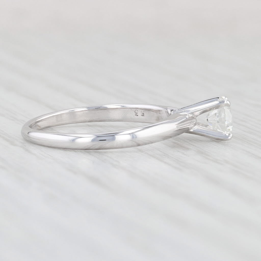 Light Gray 0.53ct Round Diamond Solitaire Engagement Ring 14k White Gold Size 6.25
