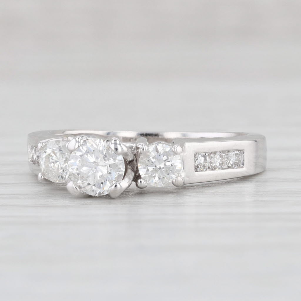 Light Gray 0.92ctw 3Stone Diamond Engagement Ring 14k White Gold Size 6.5 Round Cut
