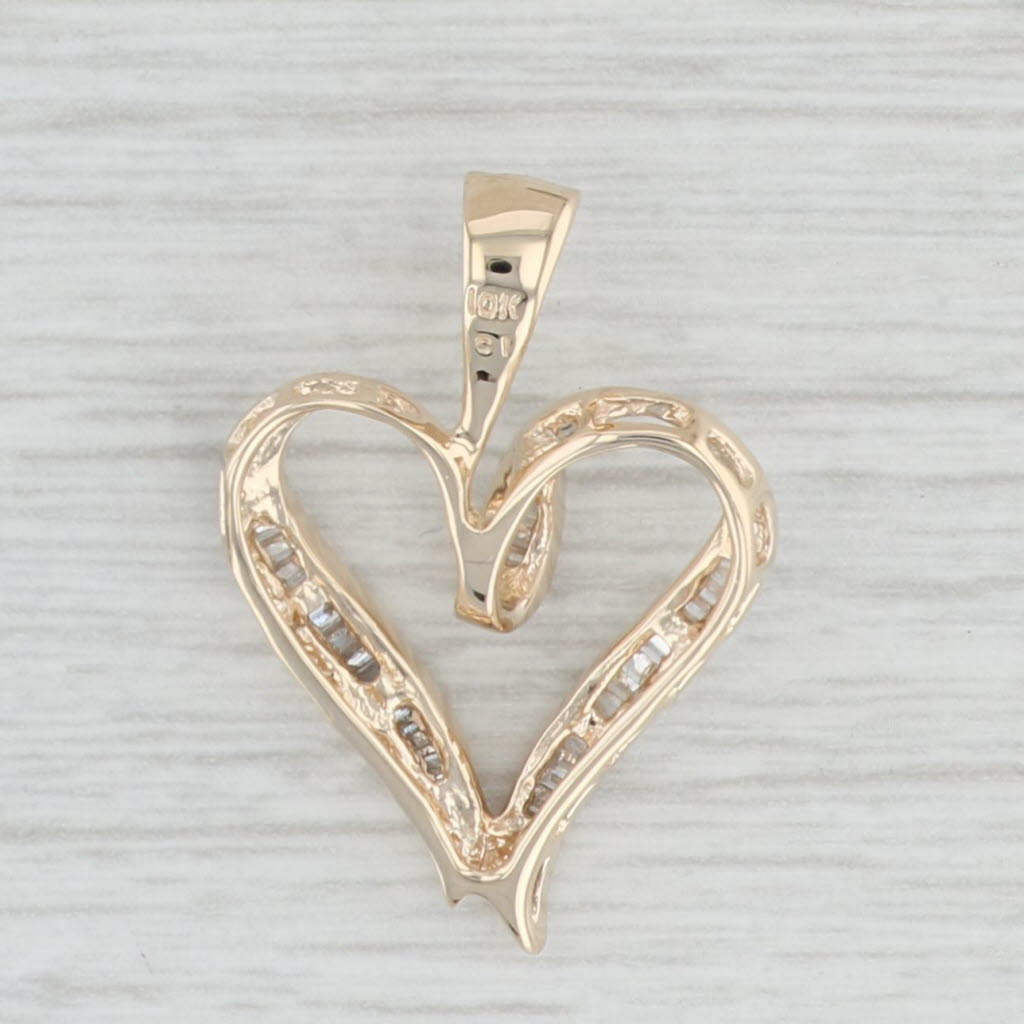 Light Gray 0.23ctw Diamond Open Heart Pendant 10k Yellow Gold Gift Keepsake