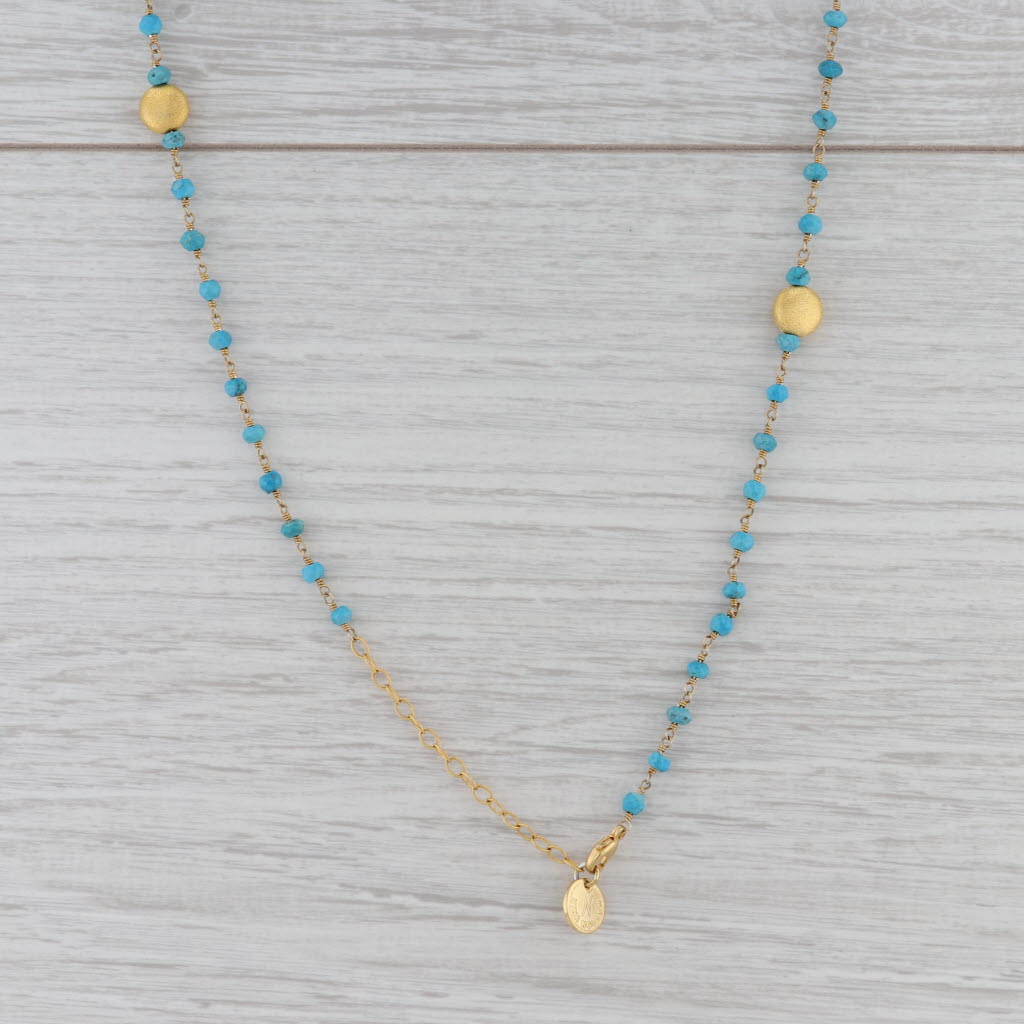 Gray New Nina Nguyen Turquoise Quartz Bead Sea Foam Necklace Sterling Gold Vermeil