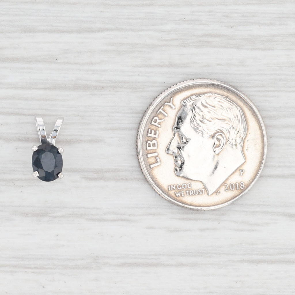 Light Gray New 0.49ct Blue Sapphire Pendant 14k White Gold Oval Solitaire Drop