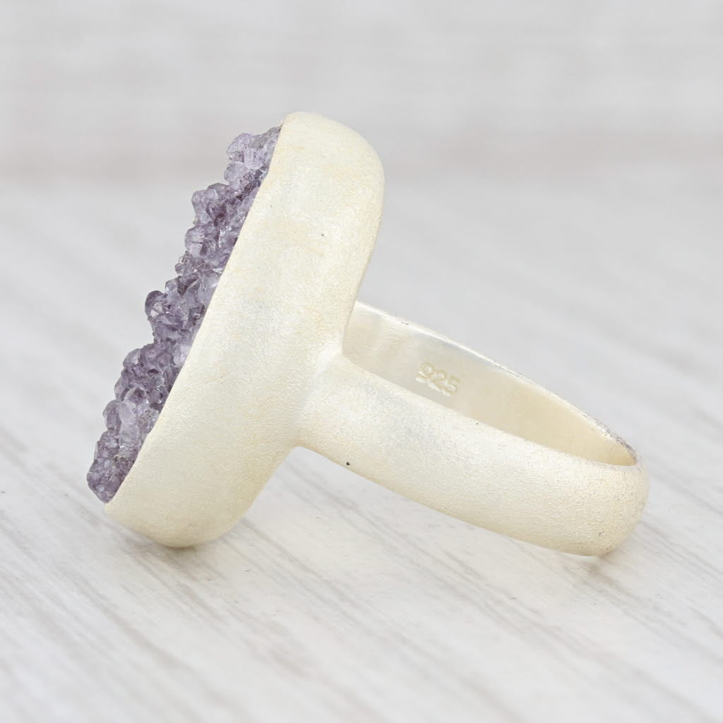 Light Gray New Nina Nguyen Statement Ring Amethyst Druzy Sterling Silver Size 7.25