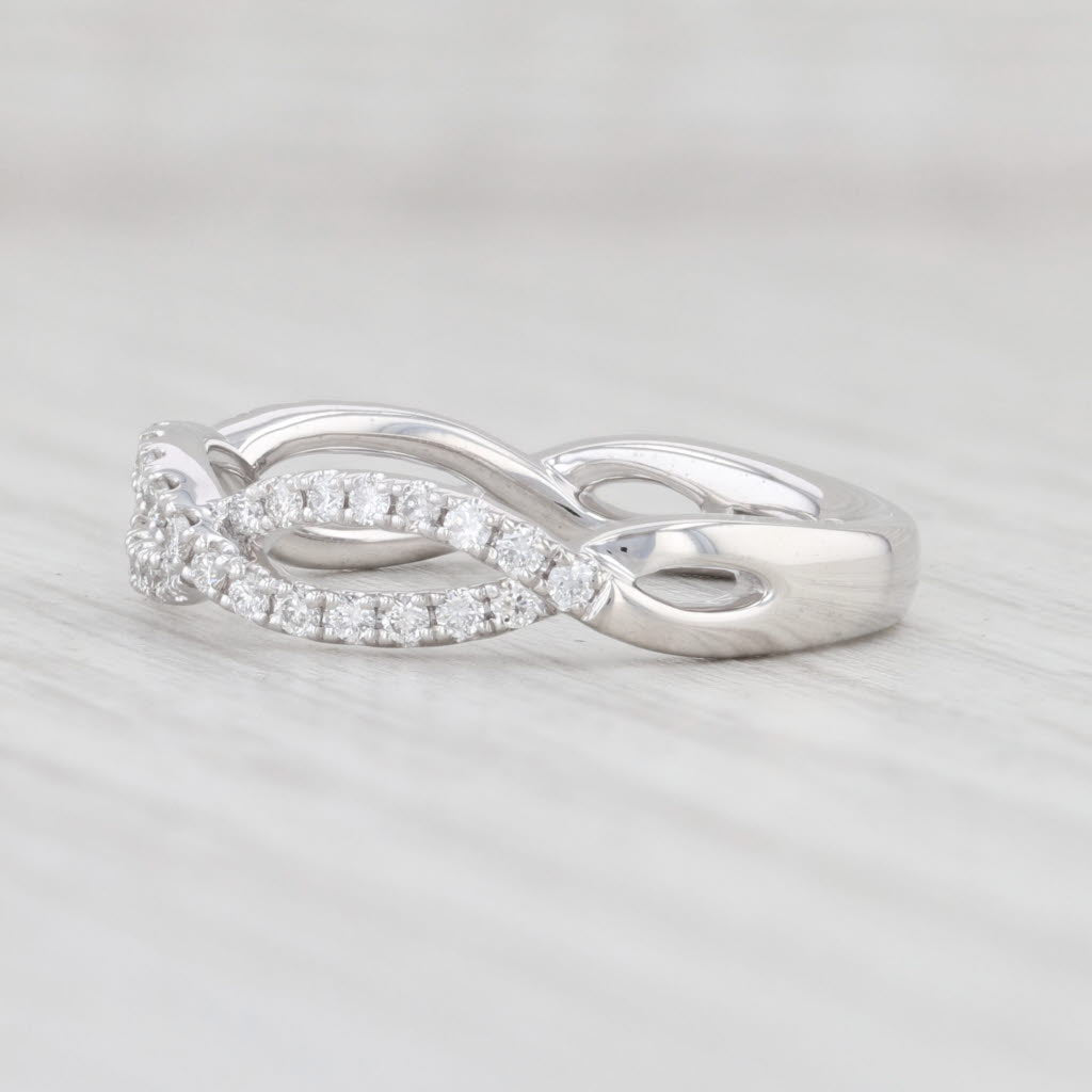 Light Gray Woven 0.35ctw Diamond Ring 18k White Gold Sz 5.75 Wedding Band Stackable A Jaffe