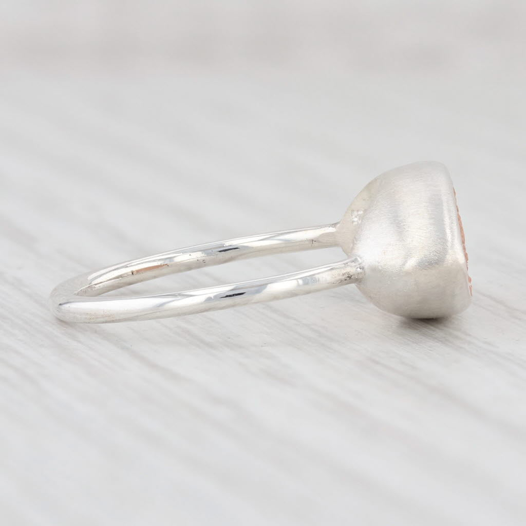 Light Gray New Nina Nguyen Sand Druzy Quartz Sterling Silver Ring Statement Size 7