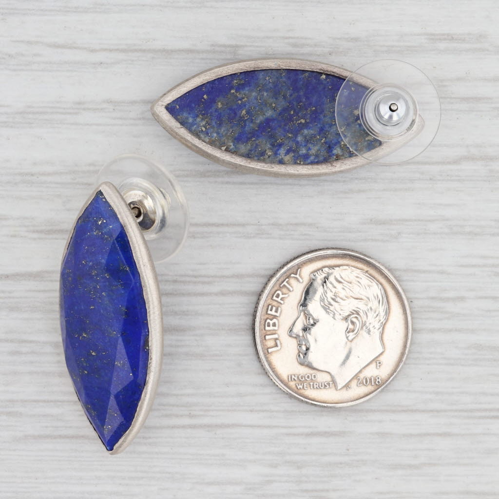 Light Gray New Nina Nguyen Lapis Lazuli Earrings Sterling Silver Blue Stone Drop