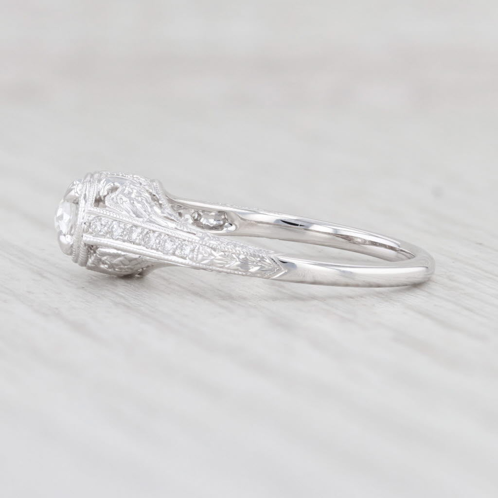 Light Gray New Floral Filigree Diamond Engagement Ring 14k Gold SZ 6.75 Solitaire Rose Cut
