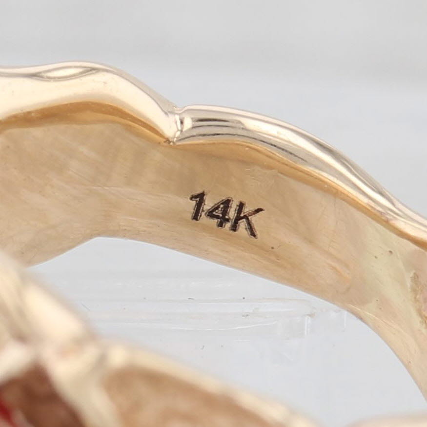 Light Gray 2.20ctw Oval Red Spinel Diamond Ring 14k Yellow Gold Size 4.5