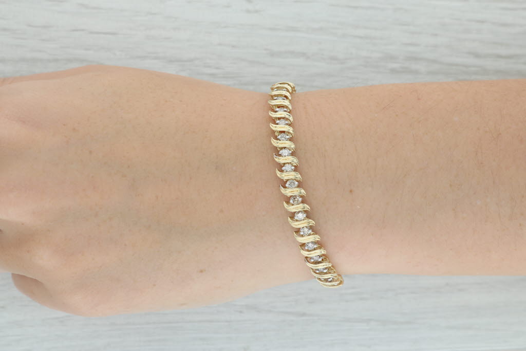 Tan 2.50ctw Champagne Diamond Tennis Bracelet 14k Yellow Gold 7" 6.7mm