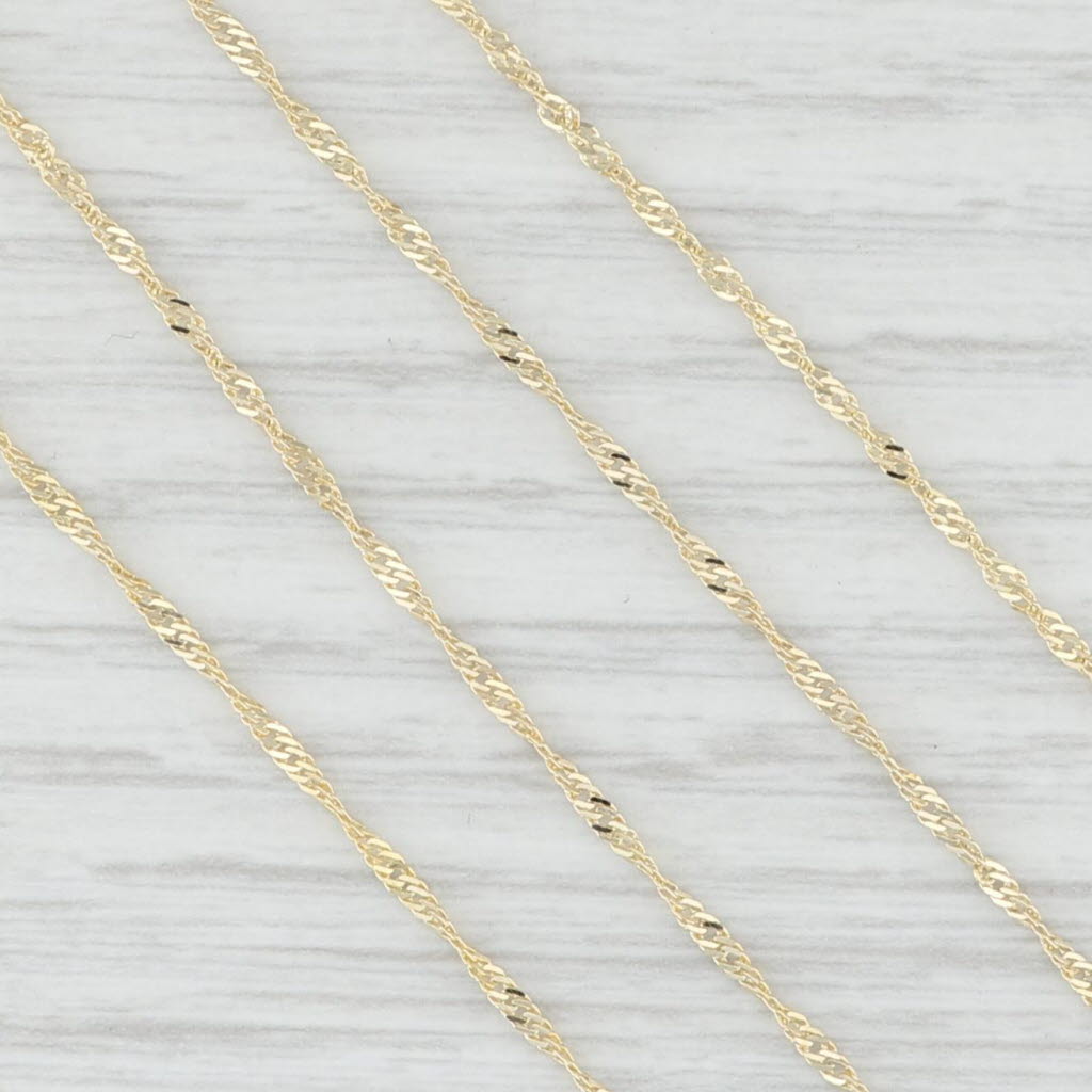 Light Gray Long 21.5” Singapore Chain Necklace 14k Yellow Gold 1.4mm