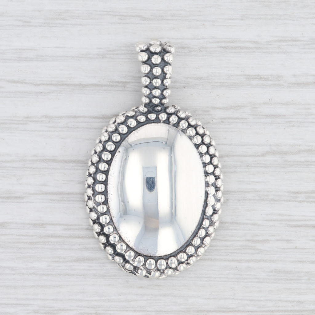 Light Gray Engravable Bali Style Statement Pendant Sterling Silver 925