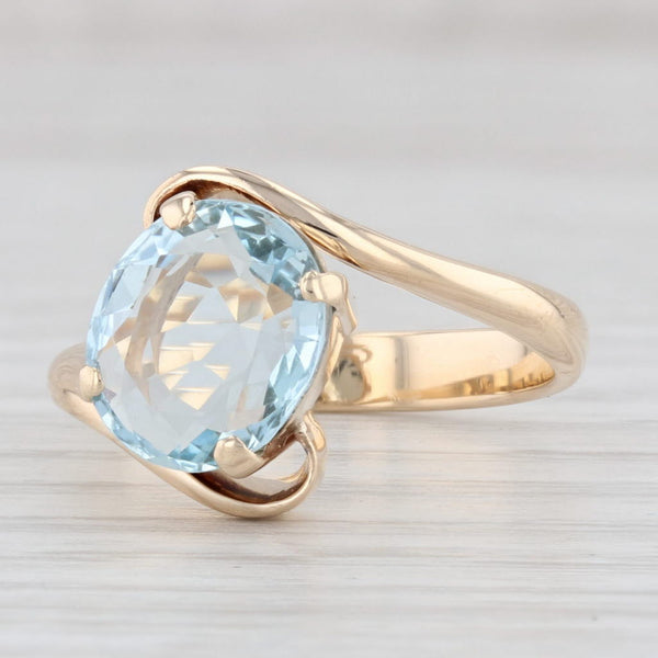 Light Gray 1.40ct Aquamarine Bypass Ring 10k Gold Size 7 Oval Solitaire March Birthstone
