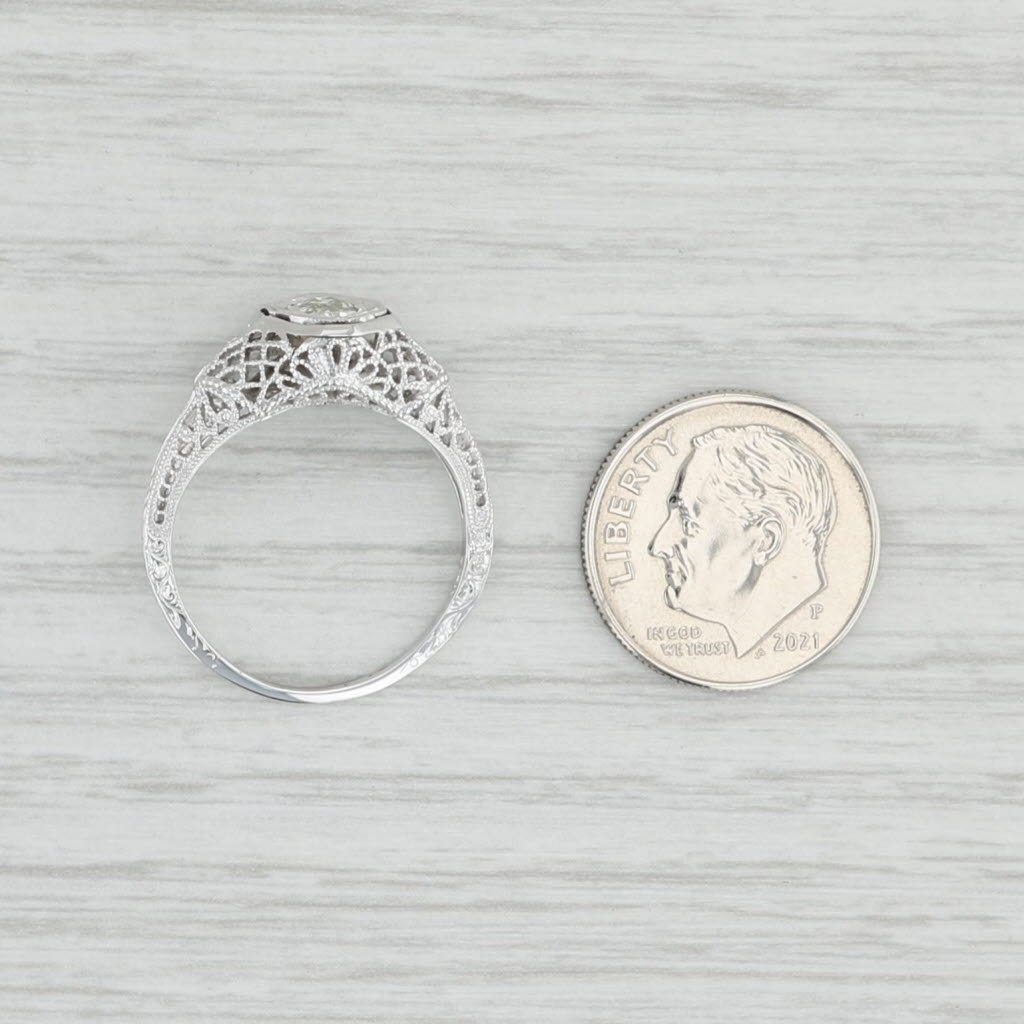 Light Gray 0.25ctw Diamond Solitaire Engagement Ring 14k Gold Antique Style Filigree Size 7