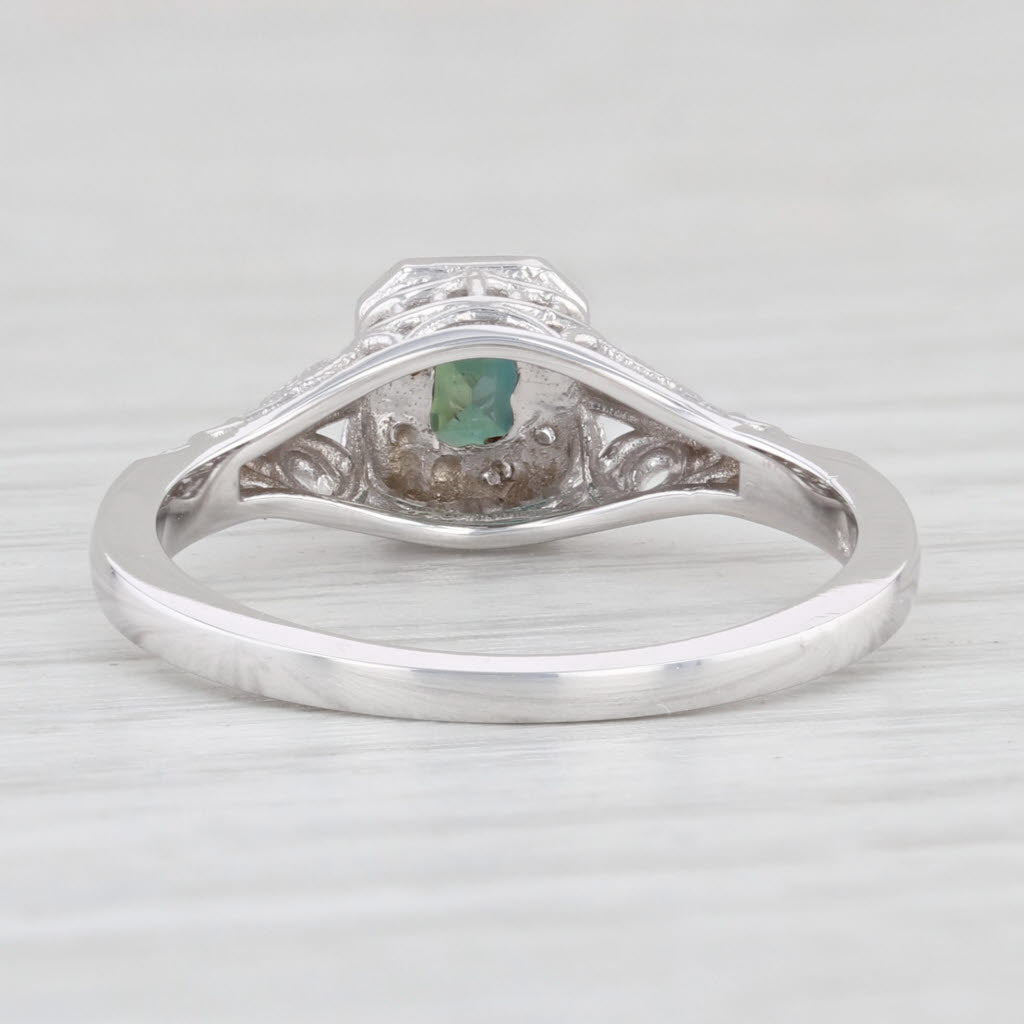 Light Gray New 0.70ct Green Alexandrite Solitaire Ring 14k White Gold Size 6.5 Filigree
