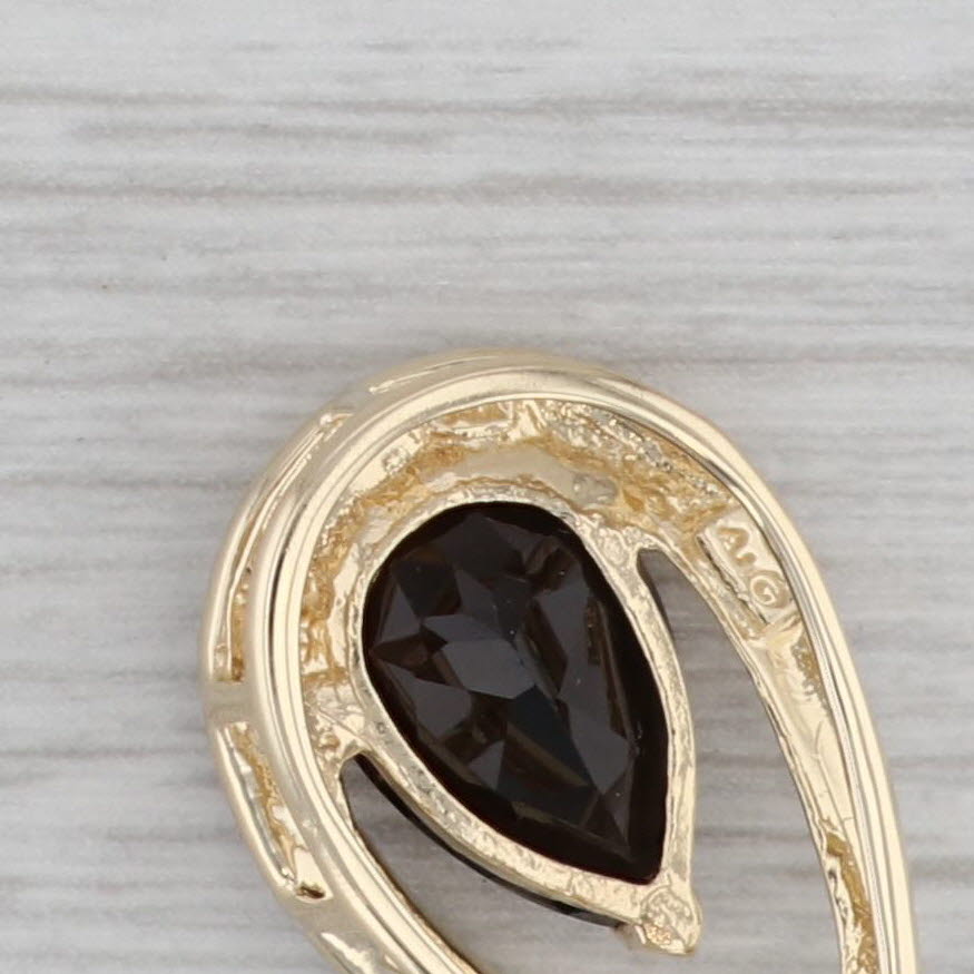 Gray 2.84ctw Smoky Quartz Diamond Teardrop Pendant 14k Yellow Gold