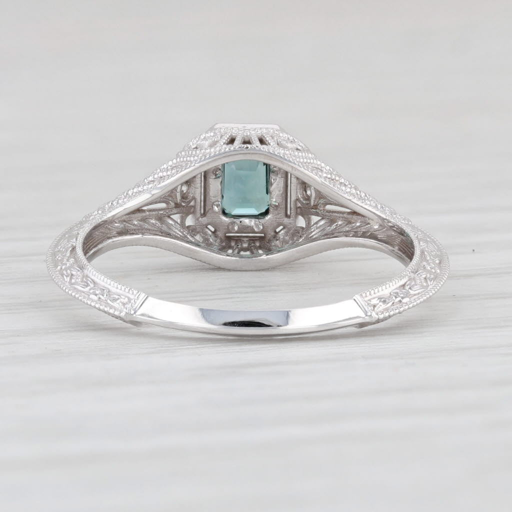 Light Gray New 0.30ct Green Alexandrite Solitaire Ring 14k Gold Size 6.5 Floral Filigree