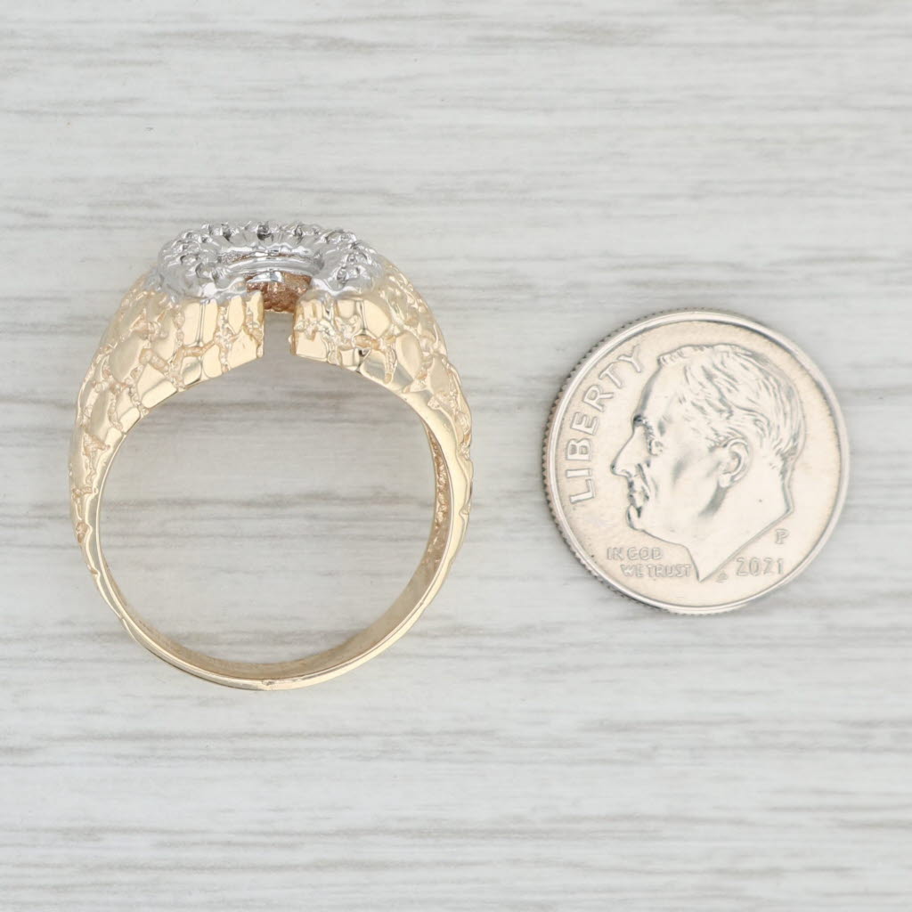 Light Gray Diamond Horseshoe Ring 10k Yellow Gold Nugget Size 10 Western Jewelry