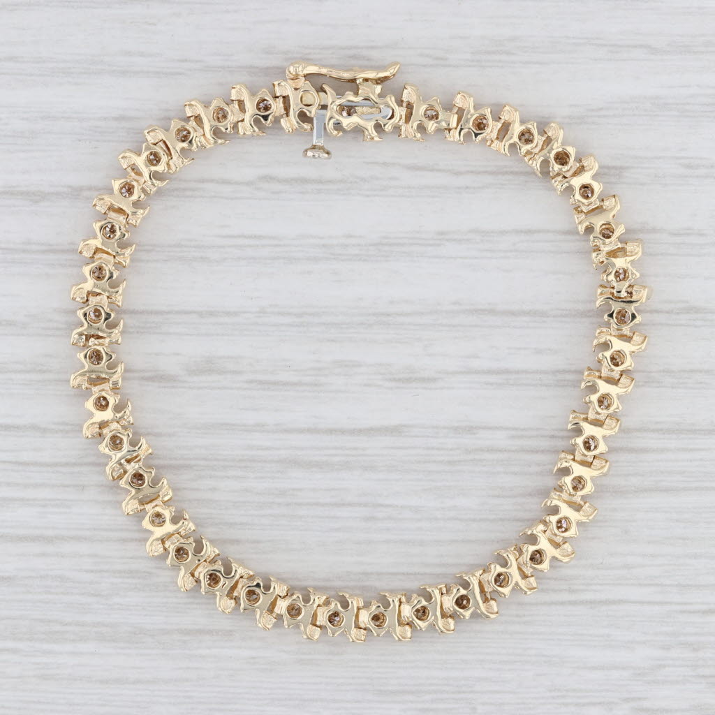 Light Gray 1.25ctw Champagne Diamond Tennis Bracelet 14k Yellow Gold 6.25" 5.4mm