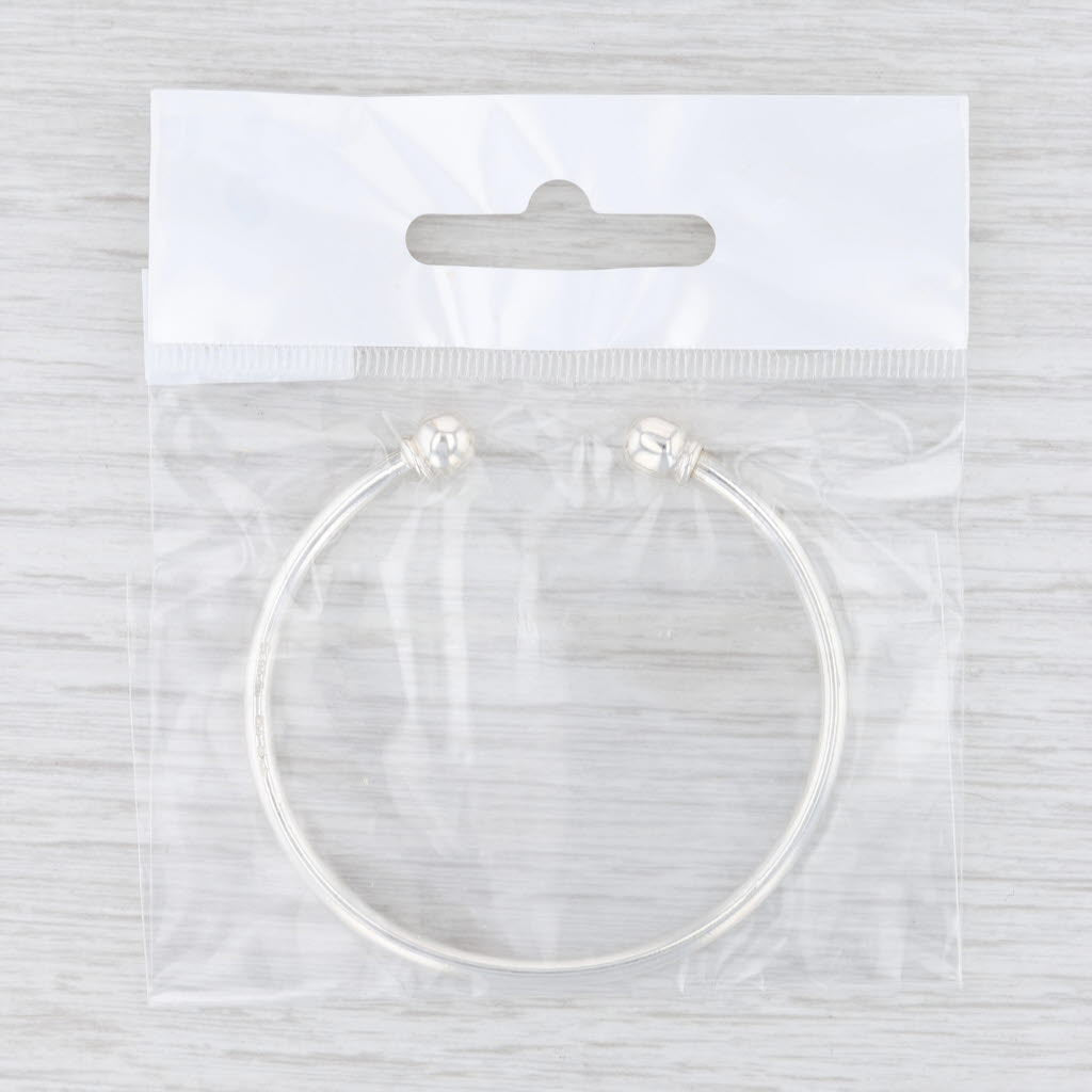 Light Gray New Cuff Charm Bracelet Sterling Silver 6.5" 2.7mm Screw Cap Adjustable