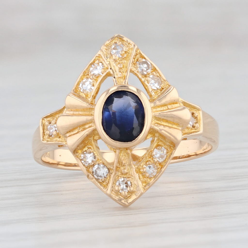 Light Gray 0.70ctw Lab Created Sapphire Diamond Halo Ring 18k Yellow Gold Size 6.75