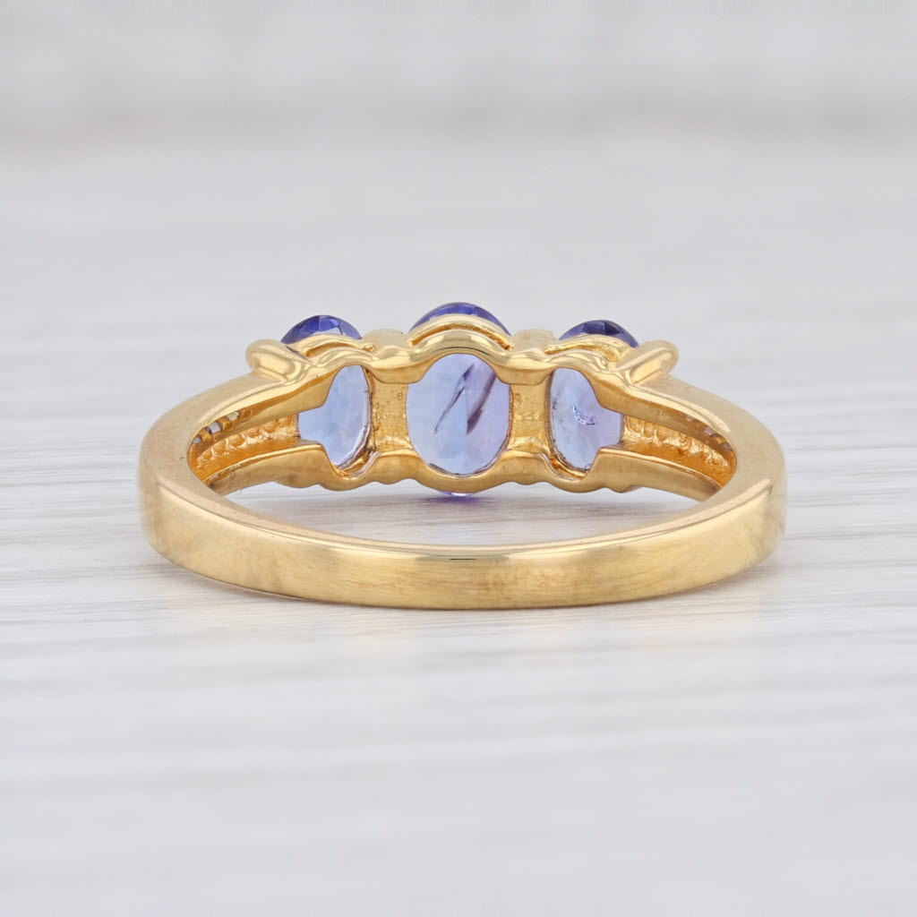Light Gray New 1.30ctw Tanzanite Ring Sterling Silver Gold Vermeil Oval 3-Stone Size 10.25