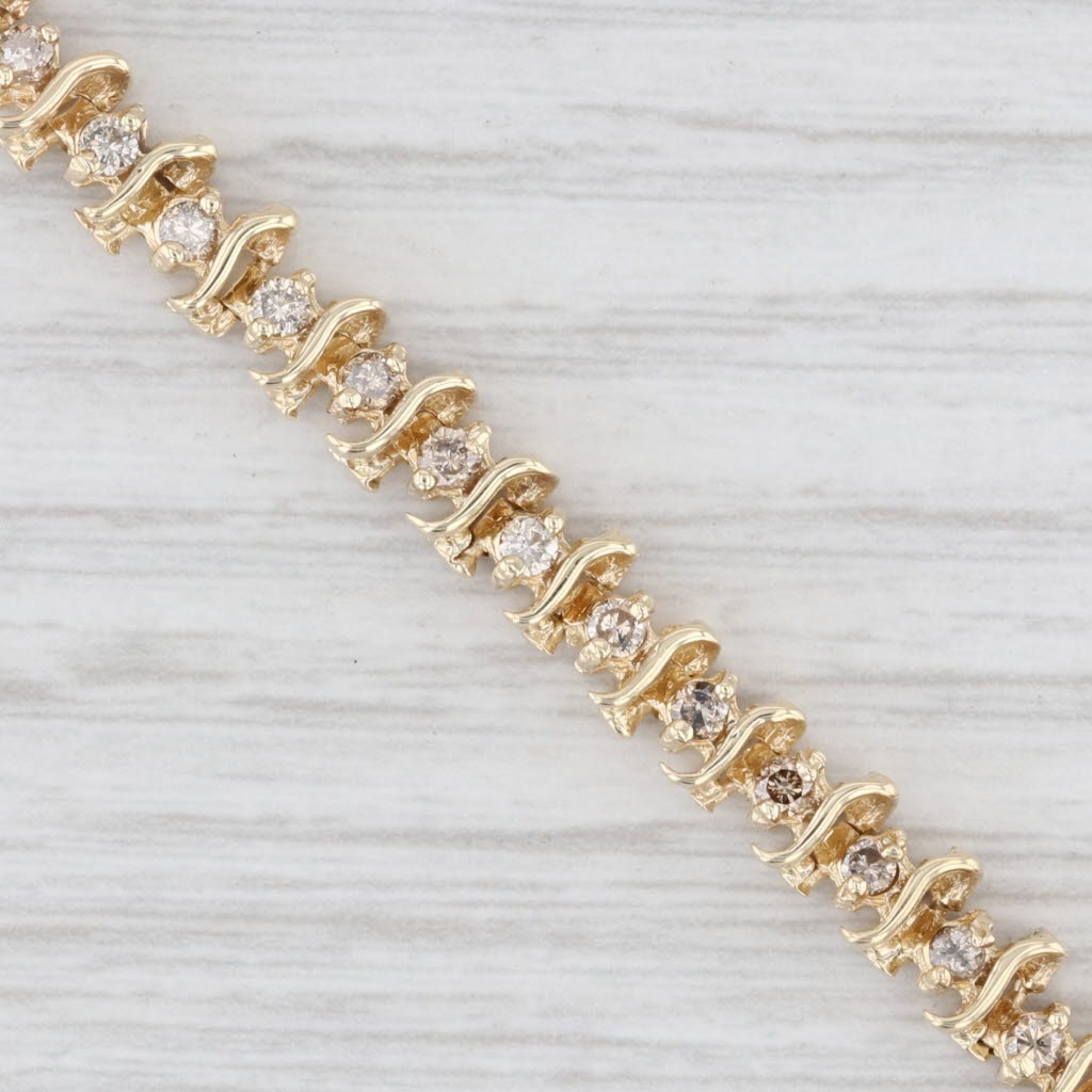Light Gray 1.25ctw Champagne Diamond Tennis Bracelet 14k Yellow Gold 6.25" 5.4mm