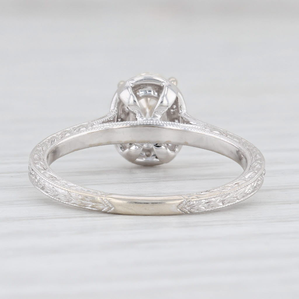 Light Gray New Beverley K .96ctw Diamond Halo Engagement Ring 14k White Gold Size 6.75 GIA