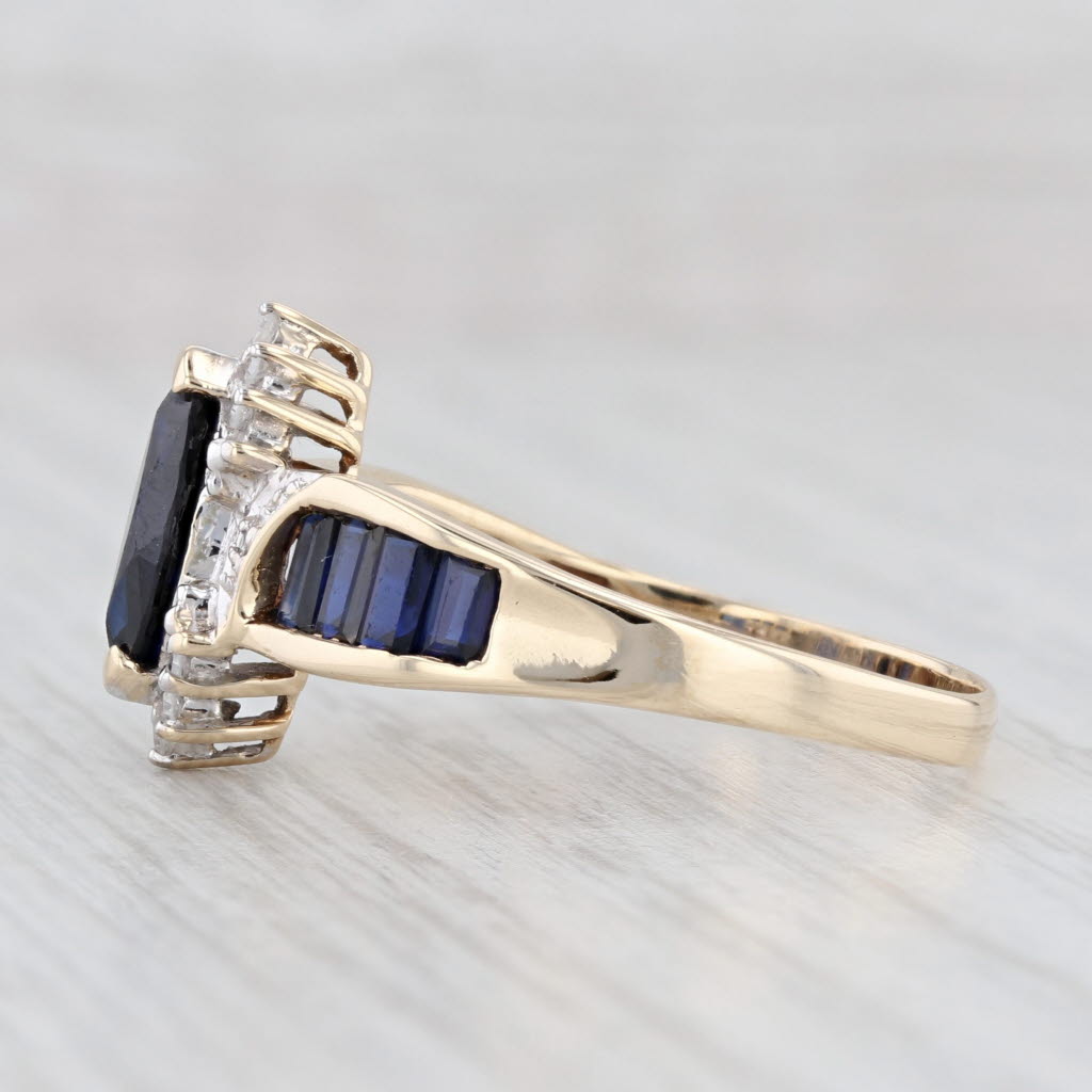 Light Gray 2.50ctw Marquise Lab Created Blue Sapphire Diamond Halo Ring 10k Gold Size 10