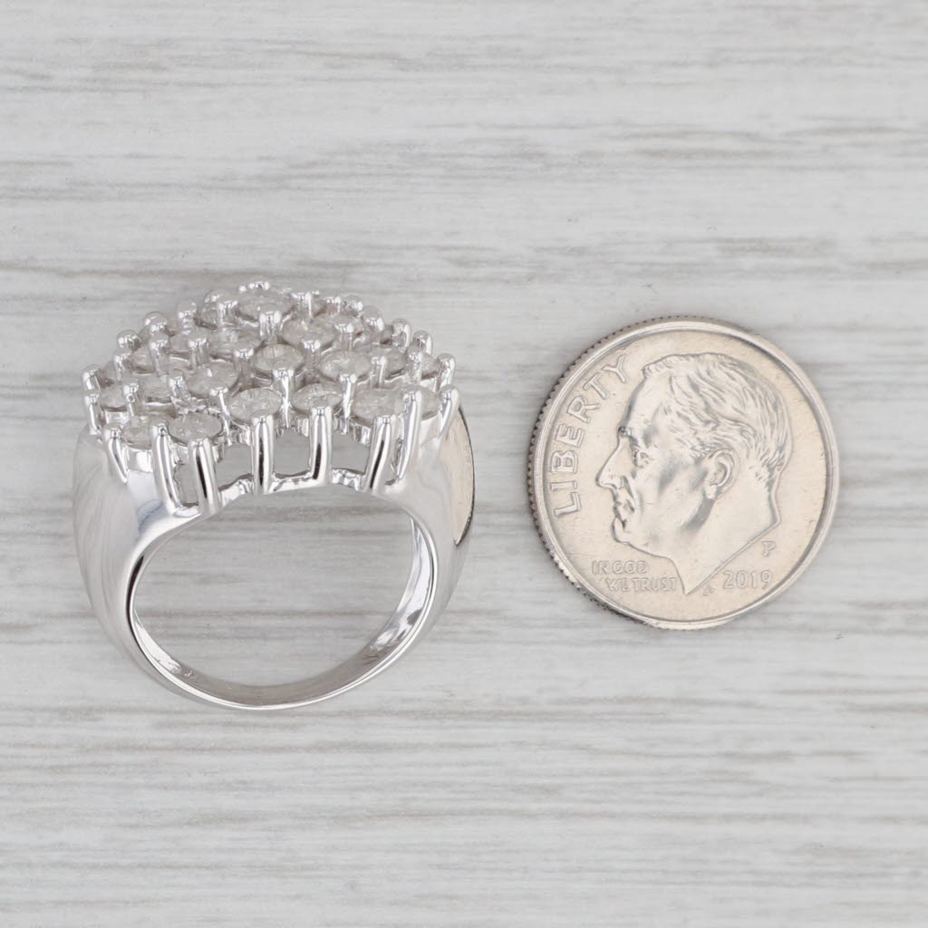 Gray 3.25ctw Diamond Cluster Ring 10k 9k White Gold Size 5.25 Cocktail