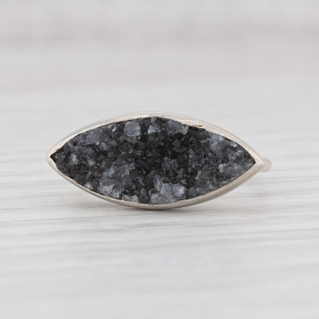Light Gray New Nina Nguyen Ring Druzy Amethyst Size 7.25 Sterling Silver Statement