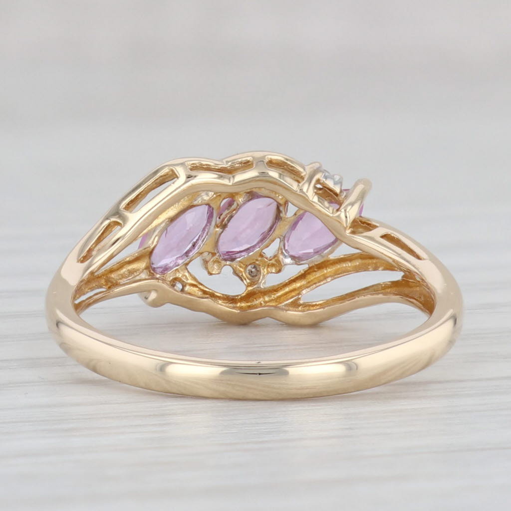 Light Gray 0.89ctw Pink Sapphire Diamond Ring 14k Yellow Gold Size 8.25