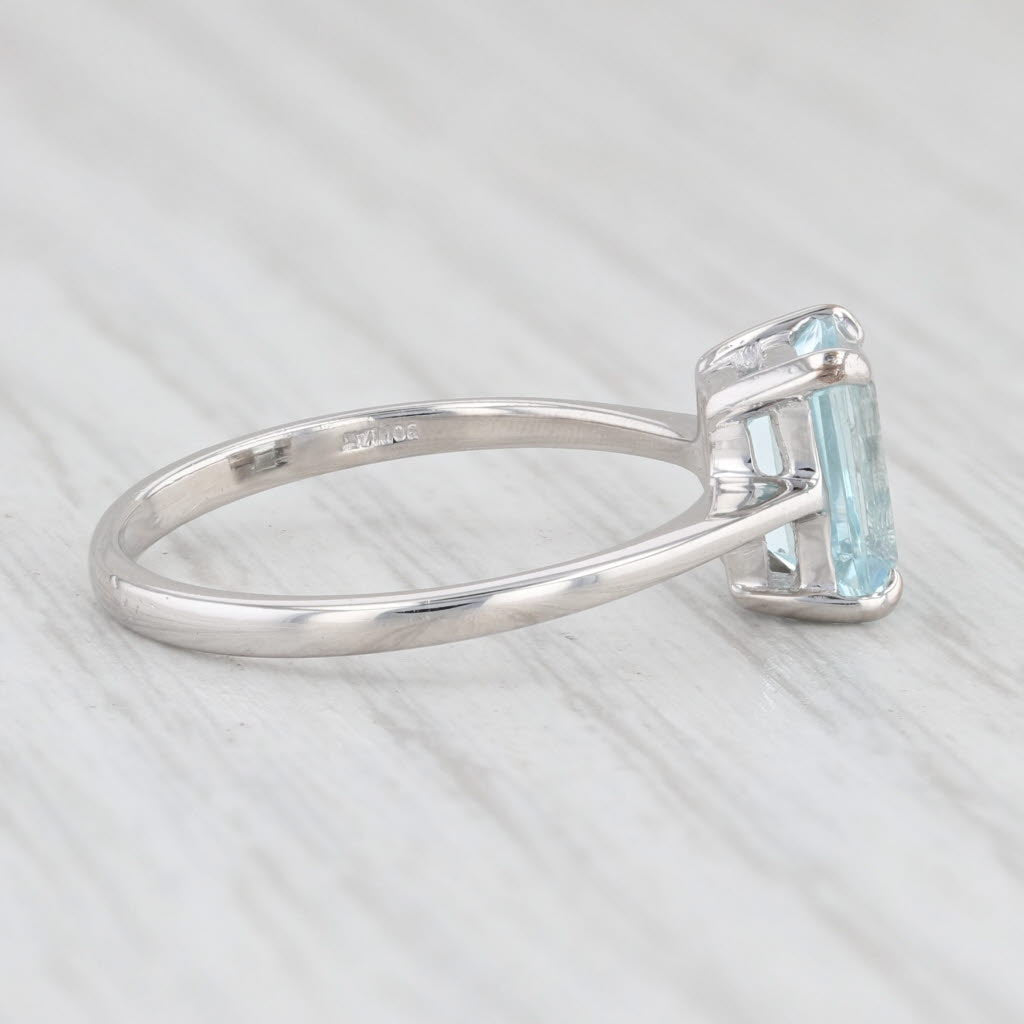 Light Gray Vintage 1.50ct Aquamarine Ring Platinum Emerald Cut Solitaire March Birthstone 7