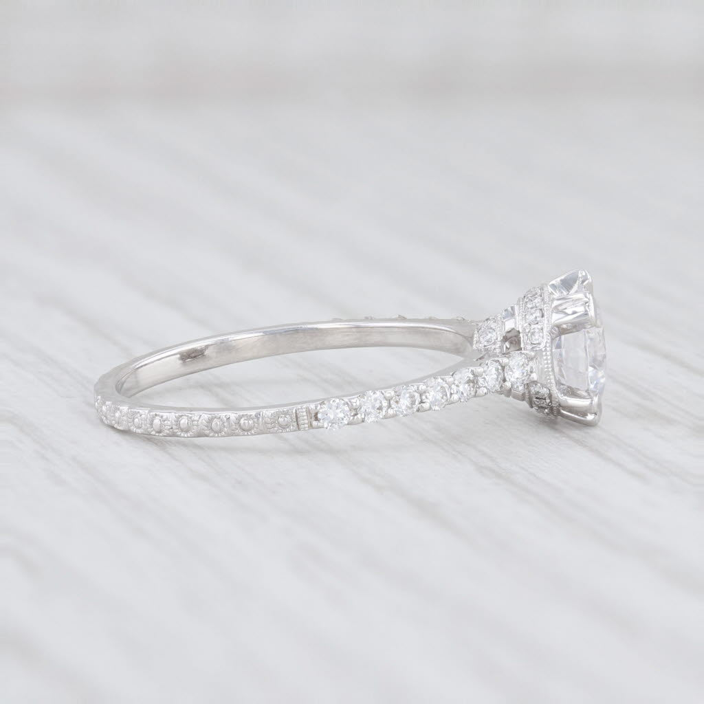 Light Gray New Beverley K Semi Mount Diamond Engagement Ring 18k White Gold Size 6 Round