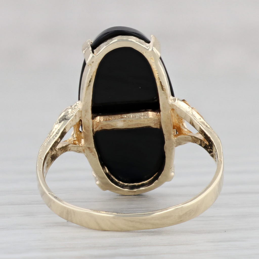 Gray Oval Onyx MOM Signet Ring 10k Yellow Gold Size 6.75
