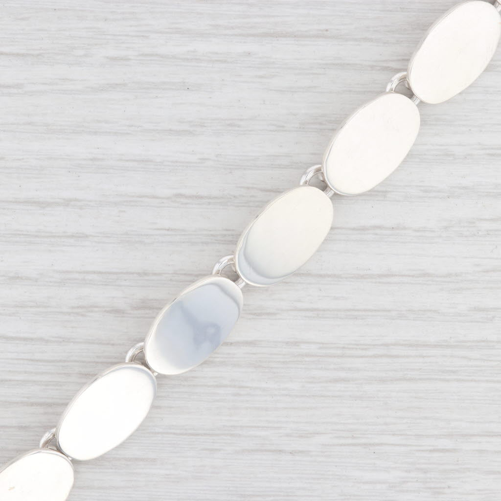 Light Gray New Oval Link Bracelet Sterling Silver 7.5” 13.9mm Toggle Clasp Engravable