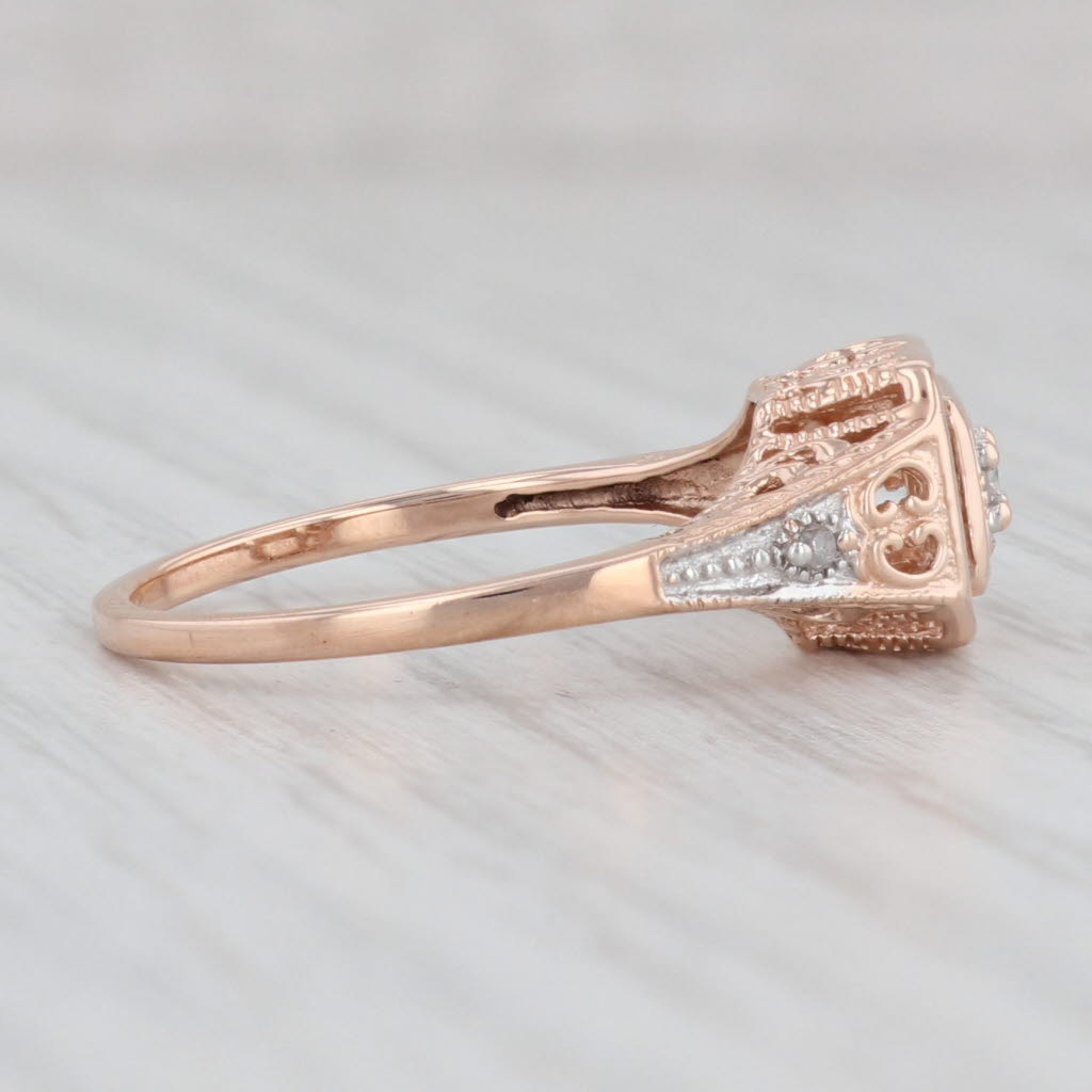 Light Gray Round Brilliant Diamond Ring 14k Rose Gold Size 7.25 Engagement