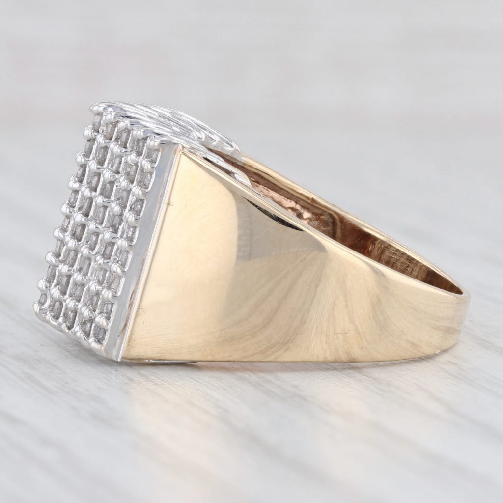 Light Gray 0.70ctw Diamond Cocktail Ring 10k White Yellow Gold Size 9.25 Tiered Pyramid