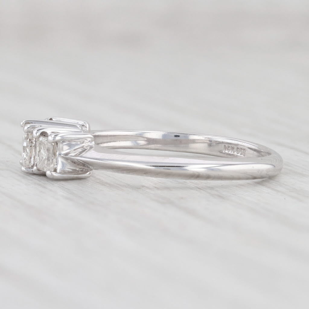 Light Gray 0.48ctw Princess 3-Stone Diamond Engagement 14k White Gold Size 6.75