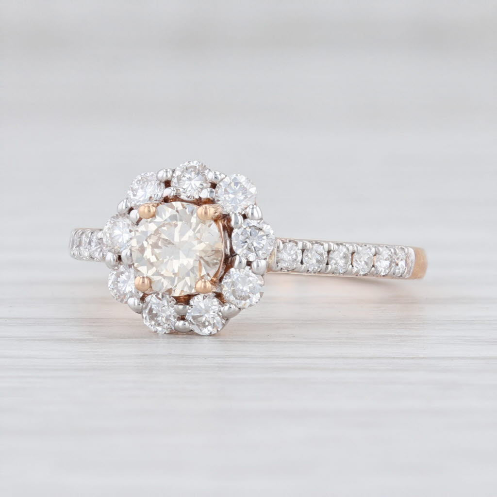 Light Gray New Michael Christoff 1.05ctw Diamond Halo Engagement Ring 18k Gold Size 6.5