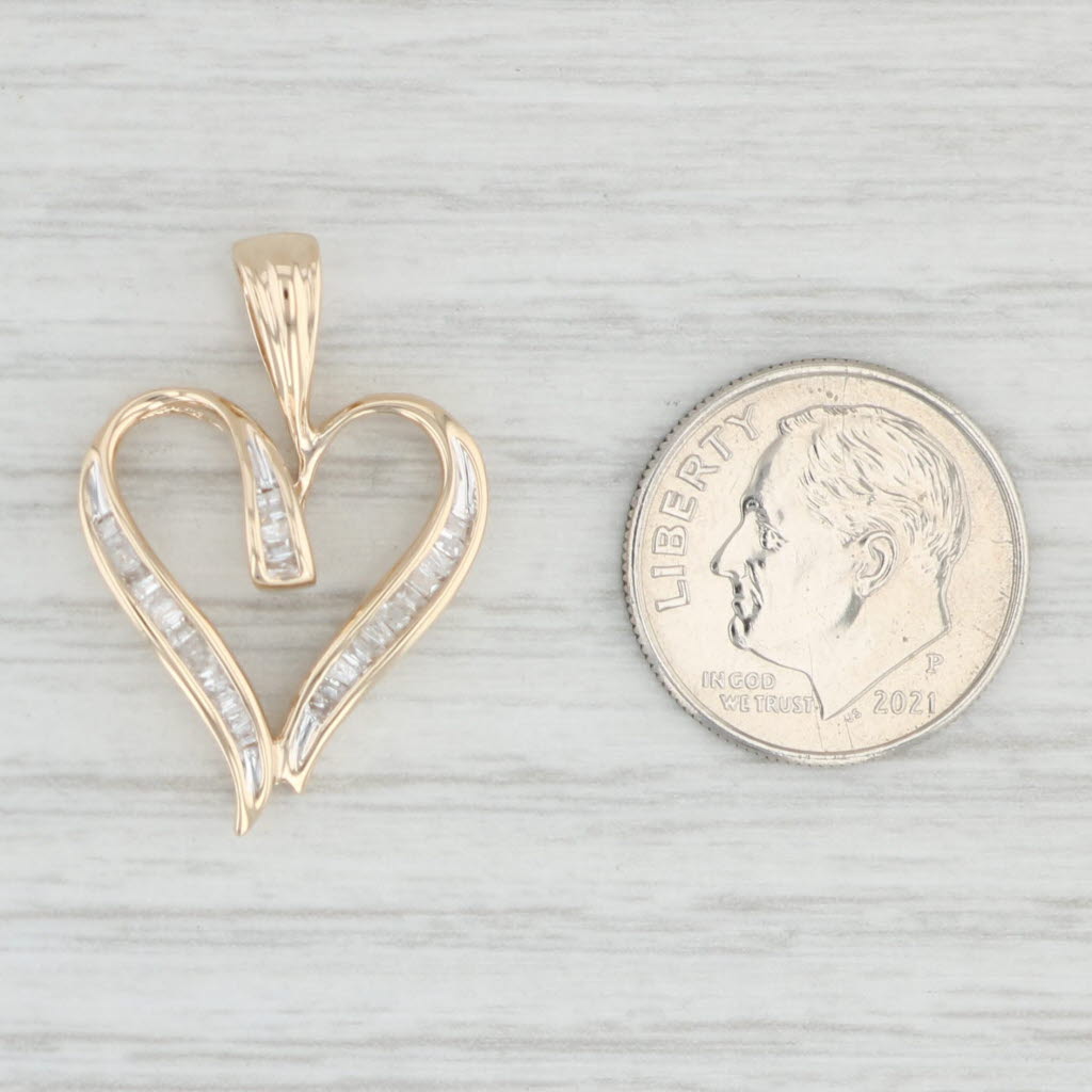 Light Gray 0.23ctw Diamond Open Heart Pendant 10k Yellow Gold Gift Keepsake
