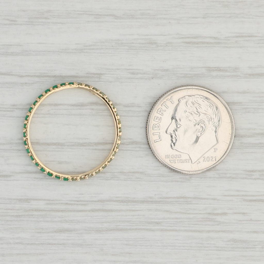 Light Gray New 0.68ctw Green Onyx Sapphire Eternity Band 14k Gold Stackable Ring Size 6.75
