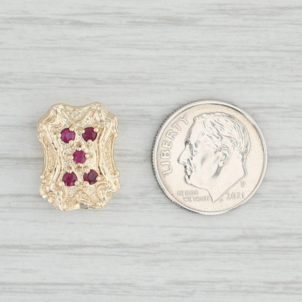 Light Gray 0.30 Ruby Slide Charm 14k Yellow Gold Vintage Richard Glatter